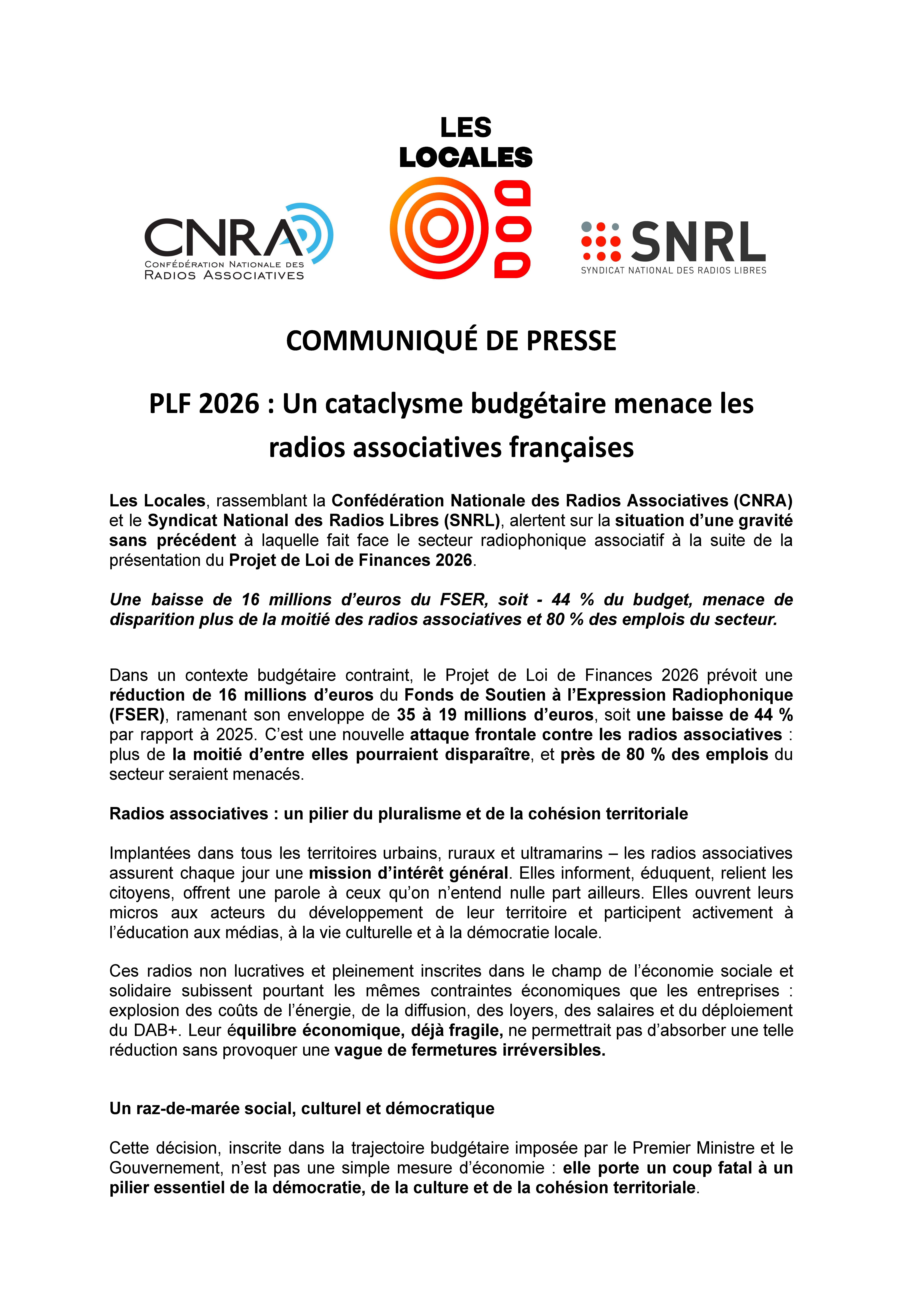 Communique Presse Les Locales PLF2026 2025 10 15 Page 1